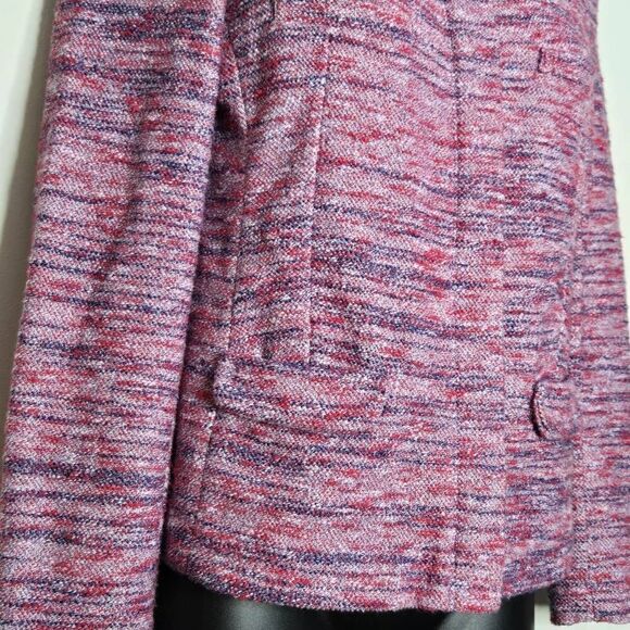 J Crew Poppy Jacket Womens Size XS  Pink Purple Tweed Long Sleeve Blazer Pockets - Picture 2 of 5